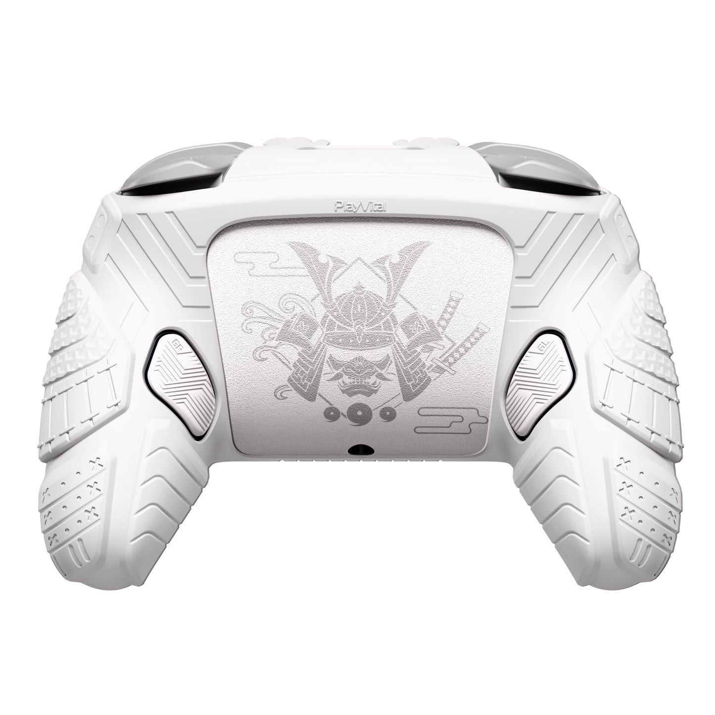 PlayVital Samurai Armor Edition Silicone Case for Switch 2 Pro Controller, for Nintendo Switch 2 Pro Controller Shockproof Skin Cover with Back Button Caps & Thumb Grip & Sticker - White PlayVital