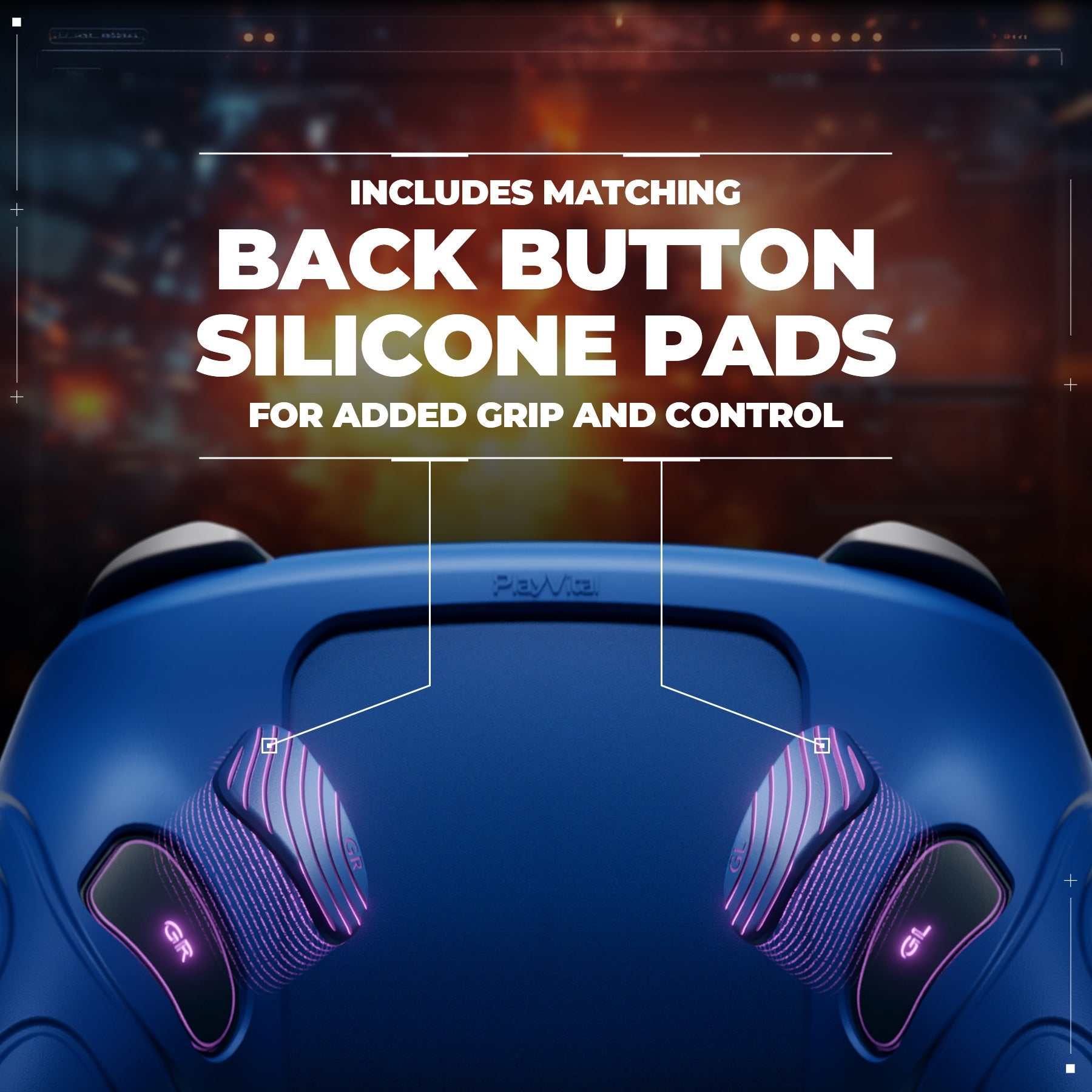 PlayVital Samurai Edition Protective Silicone Case for Nintendo Switch 2 Pro Controller with Back Button Caps & Thumb Grips & Stickers - Blue PlayVital