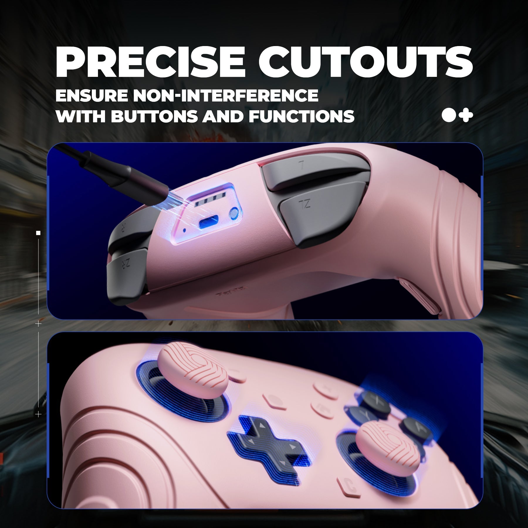 PlayVital Samurai Edition Protective Silicone Case for Nintendo Switch 2 Pro Controller with Back Button Caps & Thumb Grips & Stickers - Cherry Blossoms Pink PlayVital