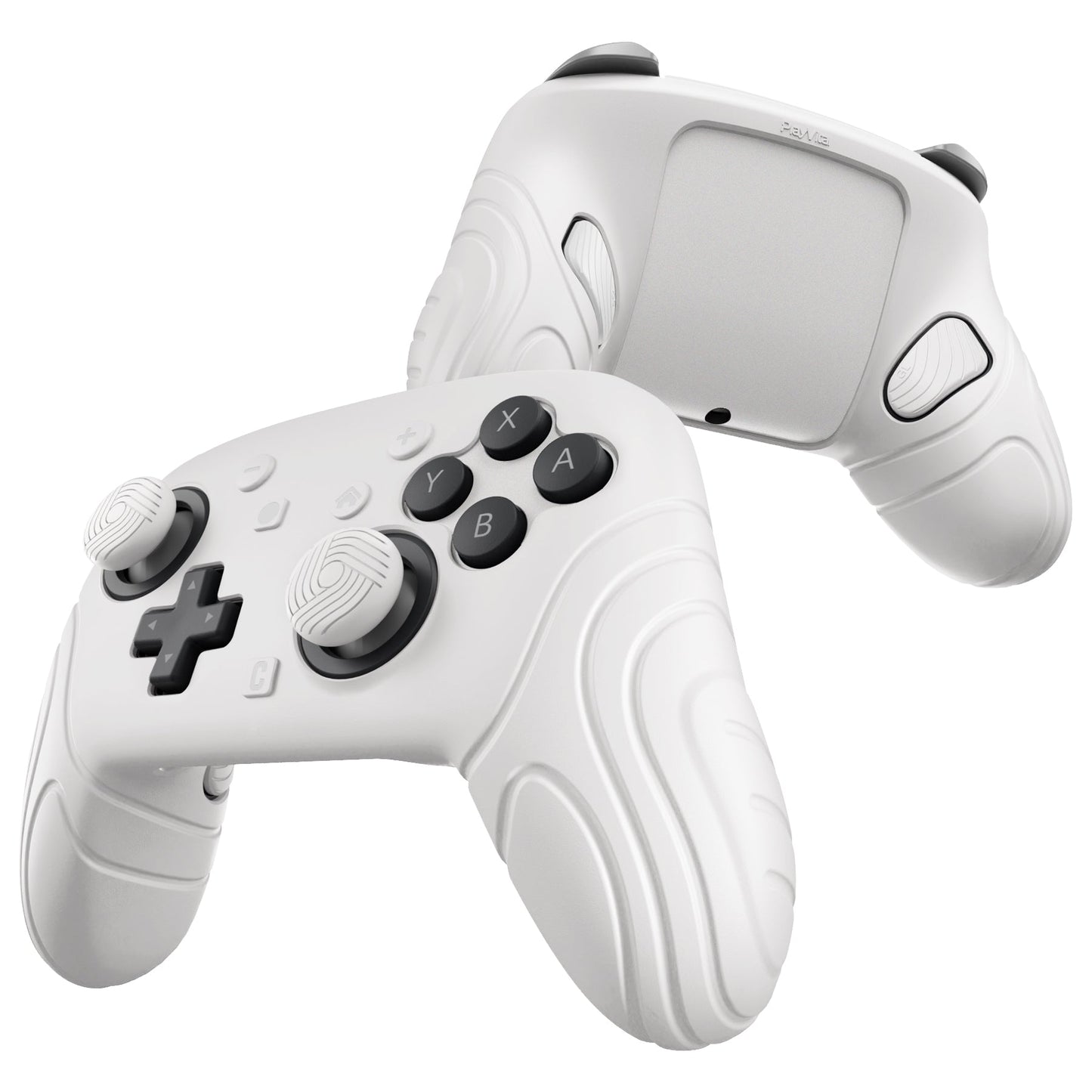 PlayVital Samurai Edition Protective Silicone Case for Nintendo Switch 2 Pro Controller with Back Button Caps & Thumb Grips & Stickers - White PlayVital