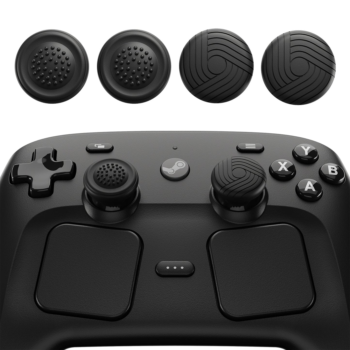 PlayVital Samurai & Guardian Edition 4-Pack Thumb Grips for Steam Controller 2 (2026), Anti-Slip Textured Grip Caps - Black PlayVital