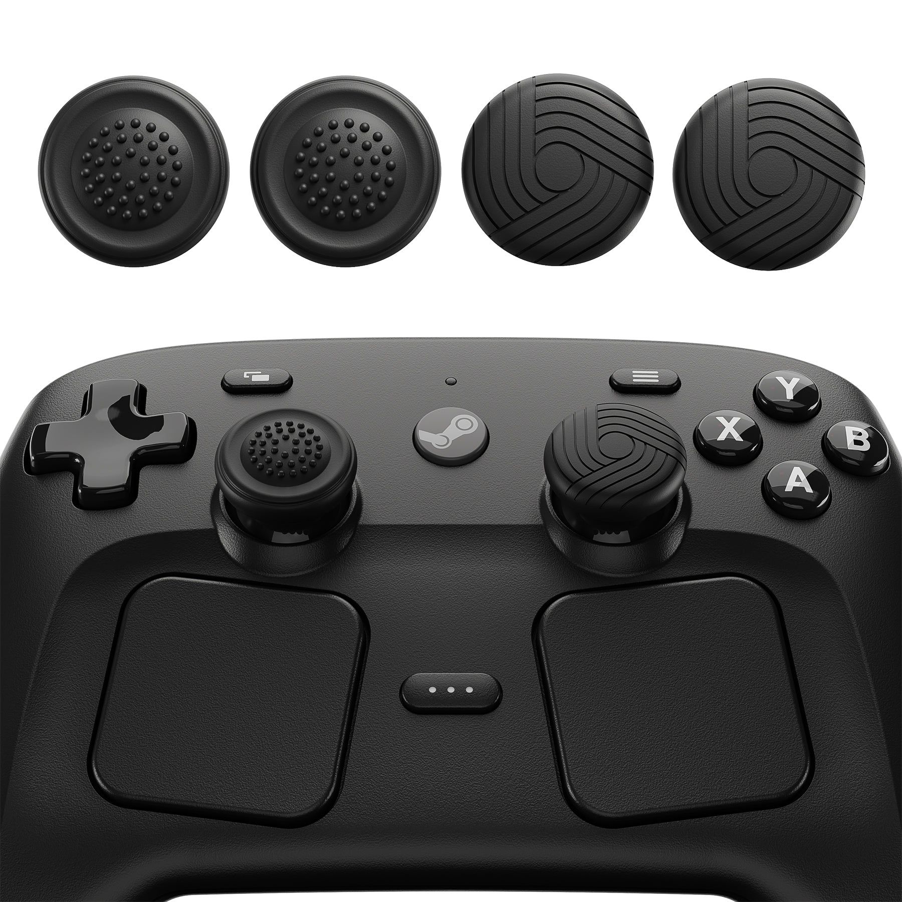 PlayVital Samurai & Guardian Edition 4-Pack Thumb Grips for Steam Controller 2 (2026), Anti-Slip Textured Grip Caps - Black PlayVital