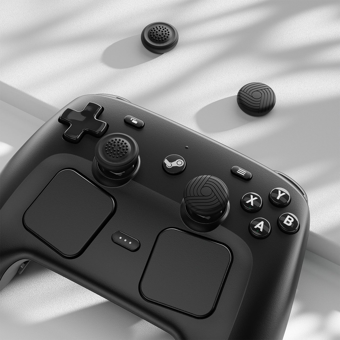 PlayVital Samurai & Guardian Edition 4-Pack Thumb Grips for Steam Controller 2 (2026), Anti-Slip Textured Grip Caps - Black PlayVital