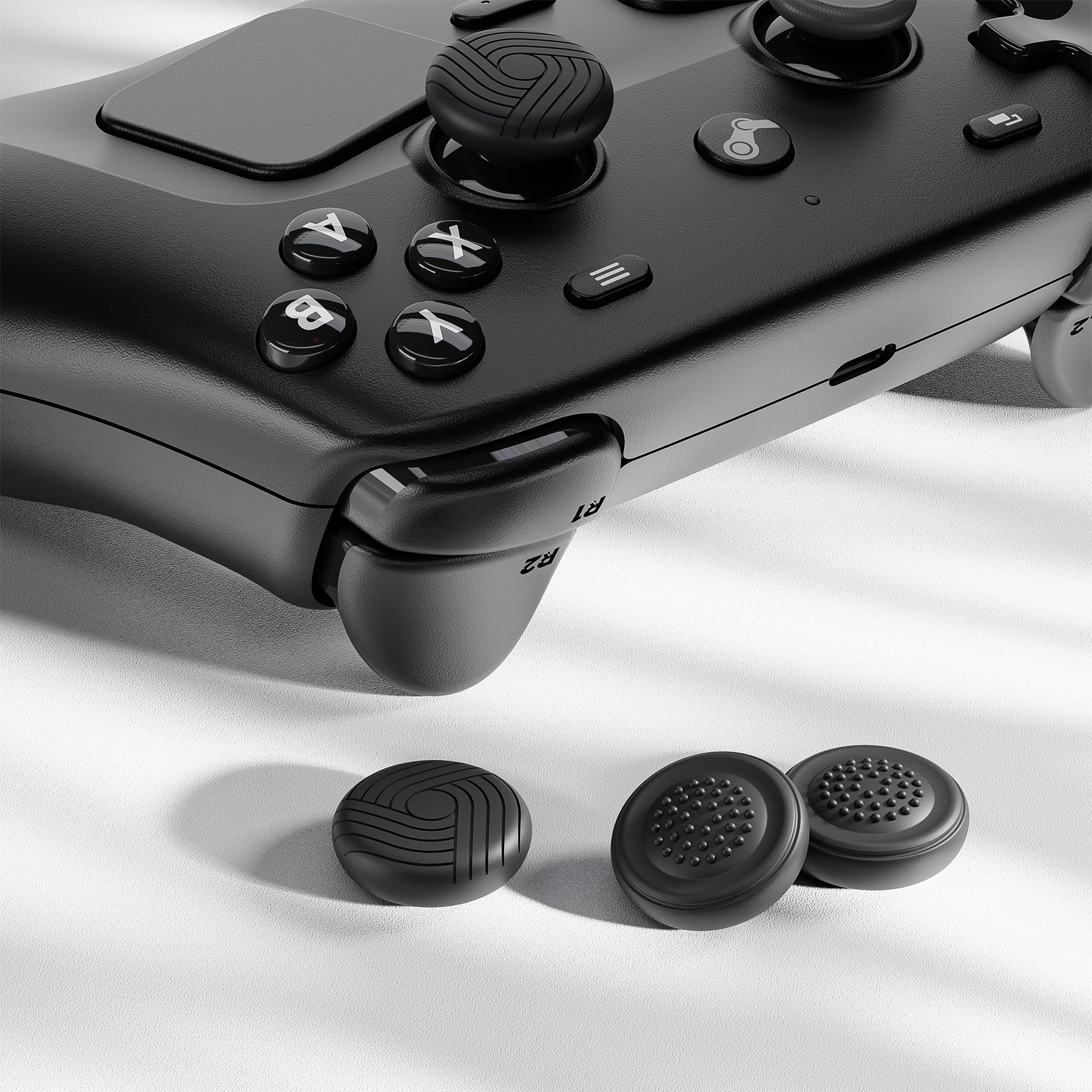 PlayVital Samurai & Guardian Edition 4-Pack Thumb Grips for Steam Controller 2 (2026), Anti-Slip Textured Grip Caps - Black PlayVital