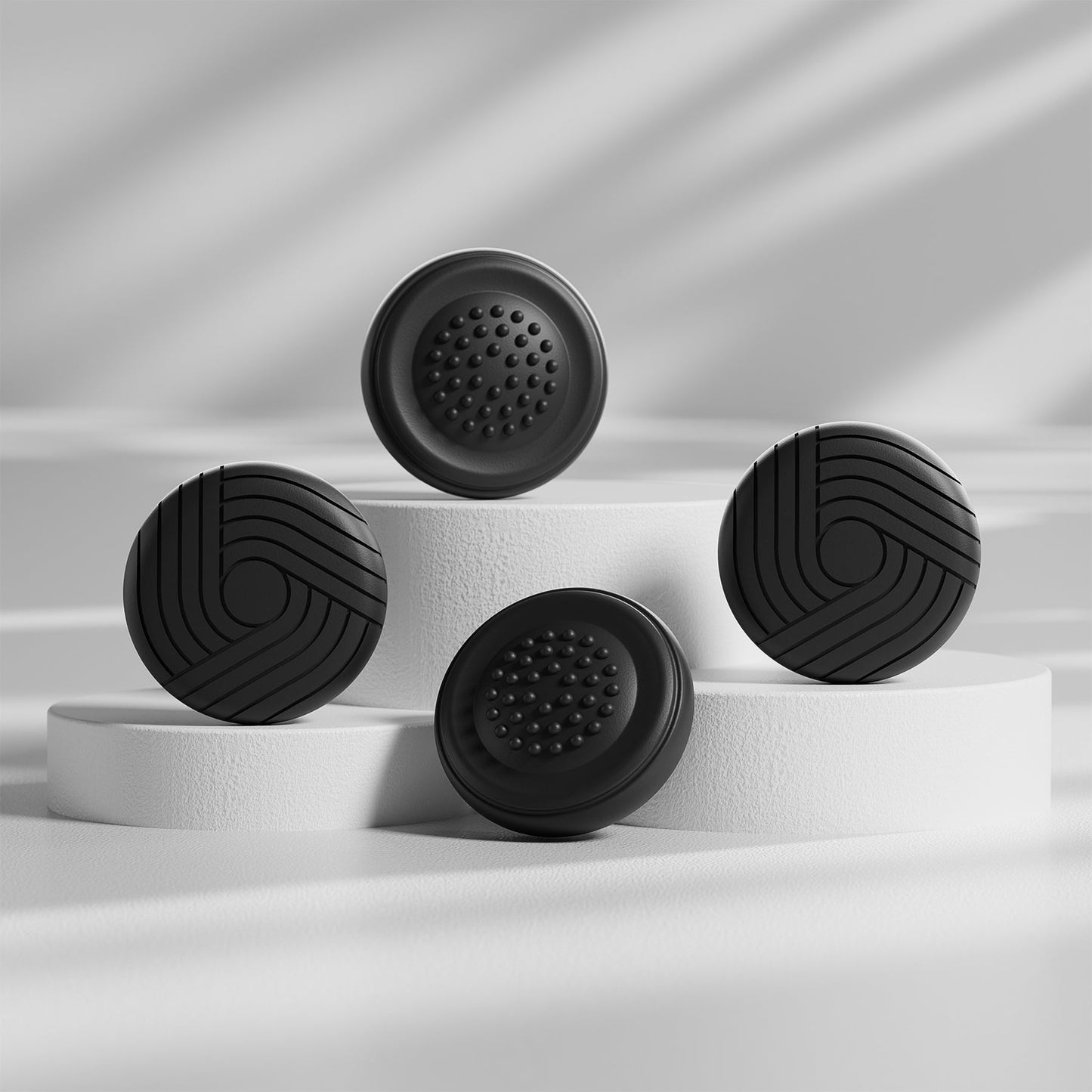 PlayVital Samurai & Guardian Edition 4-Pack Thumb Grips for Steam Controller 2 (2026), Anti-Slip Textured Grip Caps - Black PlayVital
