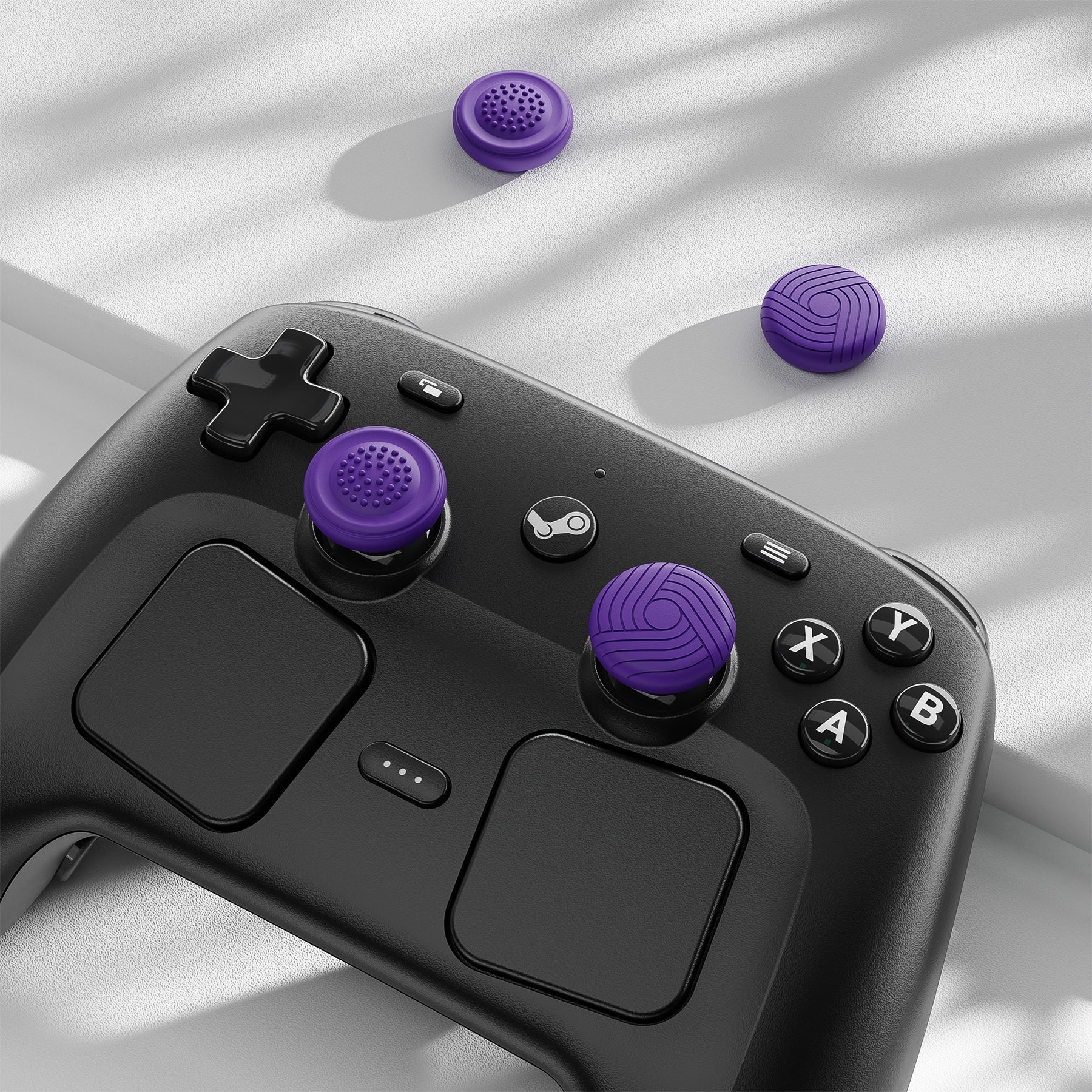 PlayVital Samurai & Guardian Edition 4-Pack Thumb Grips for Steam Controller 2 (2026), Anti-Slip Textured Grip Caps - Purple PlayVital
