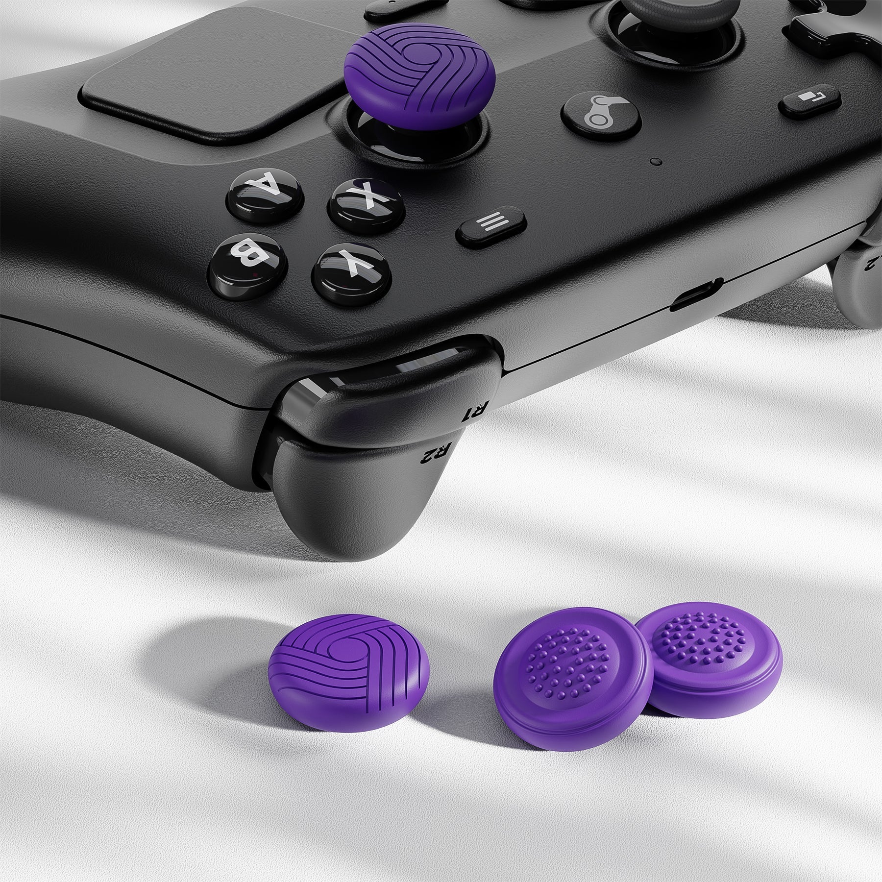 PlayVital Samurai & Guardian Edition 4-Pack Thumb Grips for Steam Controller 2 (2026), Anti-Slip Textured Grip Caps - Purple PlayVital
