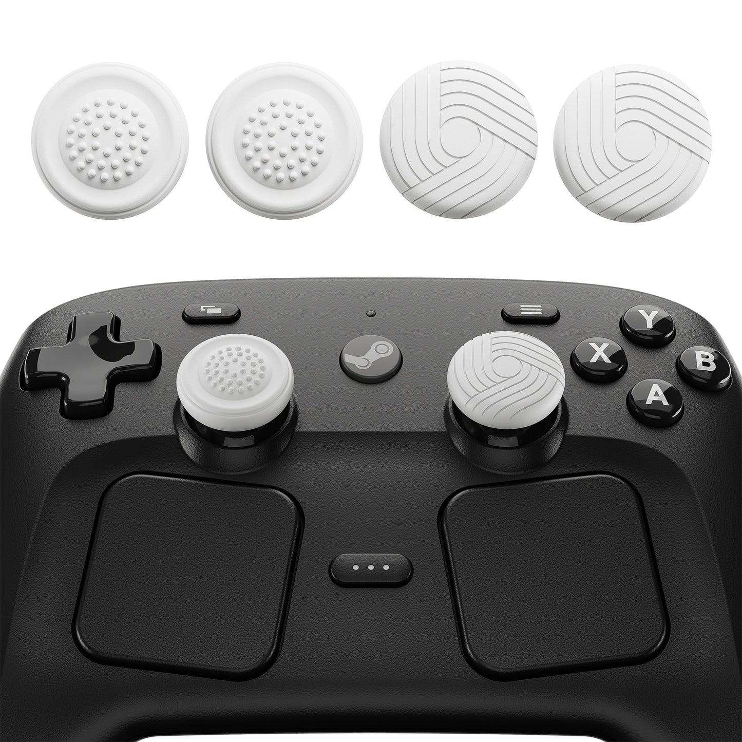 PlayVital Samurai & Guardian Edition 4-Pack Thumb Grips for Steam Controller 2 (2026), Anti-Slip Textured Grip Caps - White PlayVital