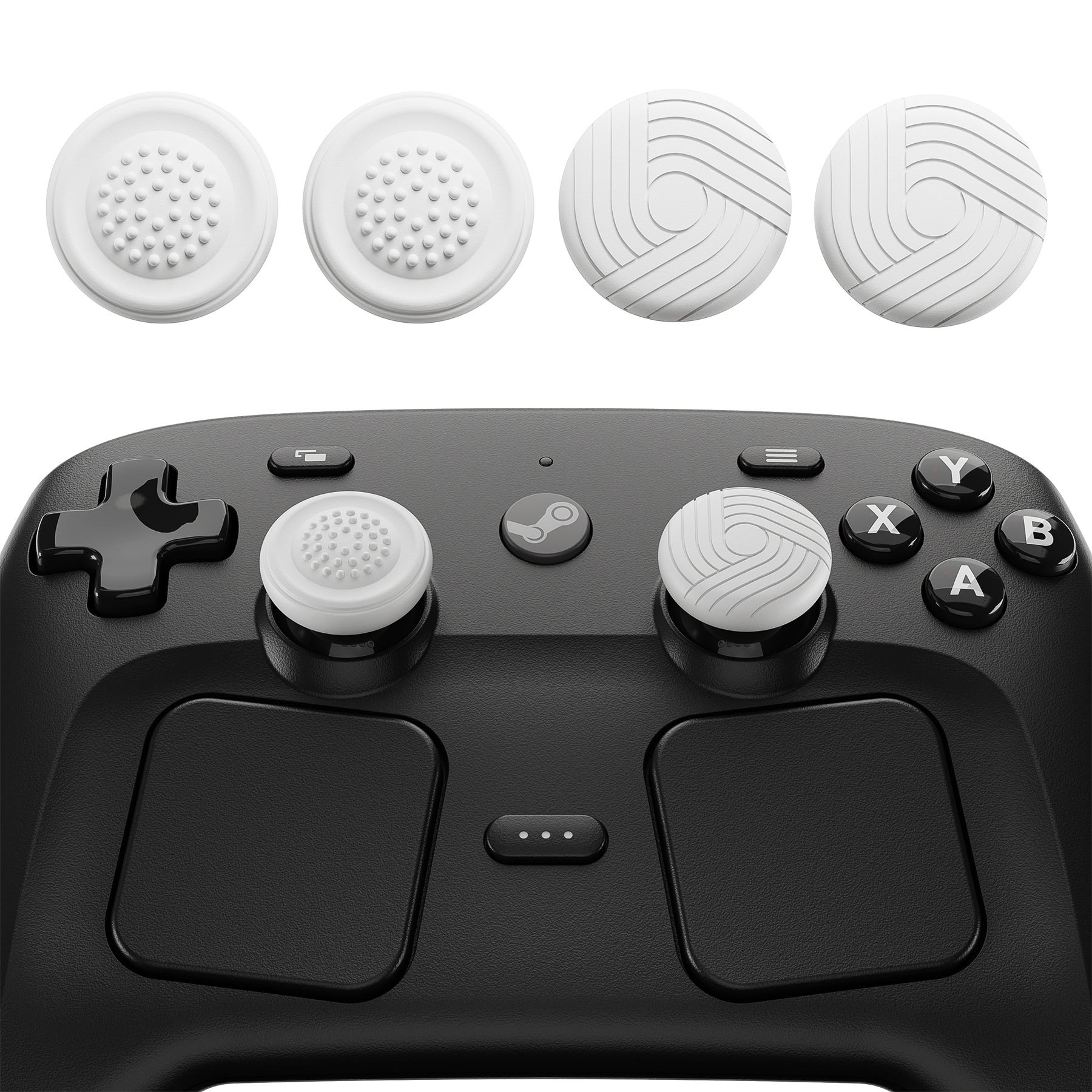 PlayVital Samurai & Guardian Edition 4-Pack Thumb Grips for Steam Controller 2 (2026), Anti-Slip Textured Grip Caps - White PlayVital