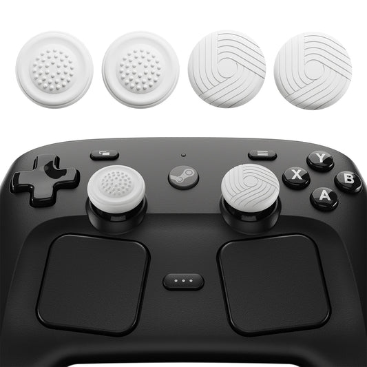 PlayVital Samurai & Guardian Edition 4-Pack Thumb Grips for Steam Controller 2 (2026), Anti-Slip Textured Grip Caps - White PlayVital