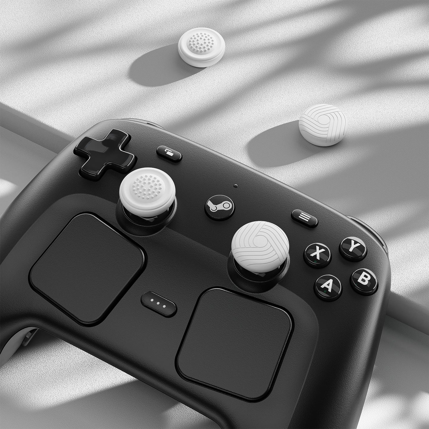 PlayVital Samurai & Guardian Edition 4-Pack Thumb Grips for Steam Controller 2 (2026), Anti-Slip Textured Grip Caps - White PlayVital