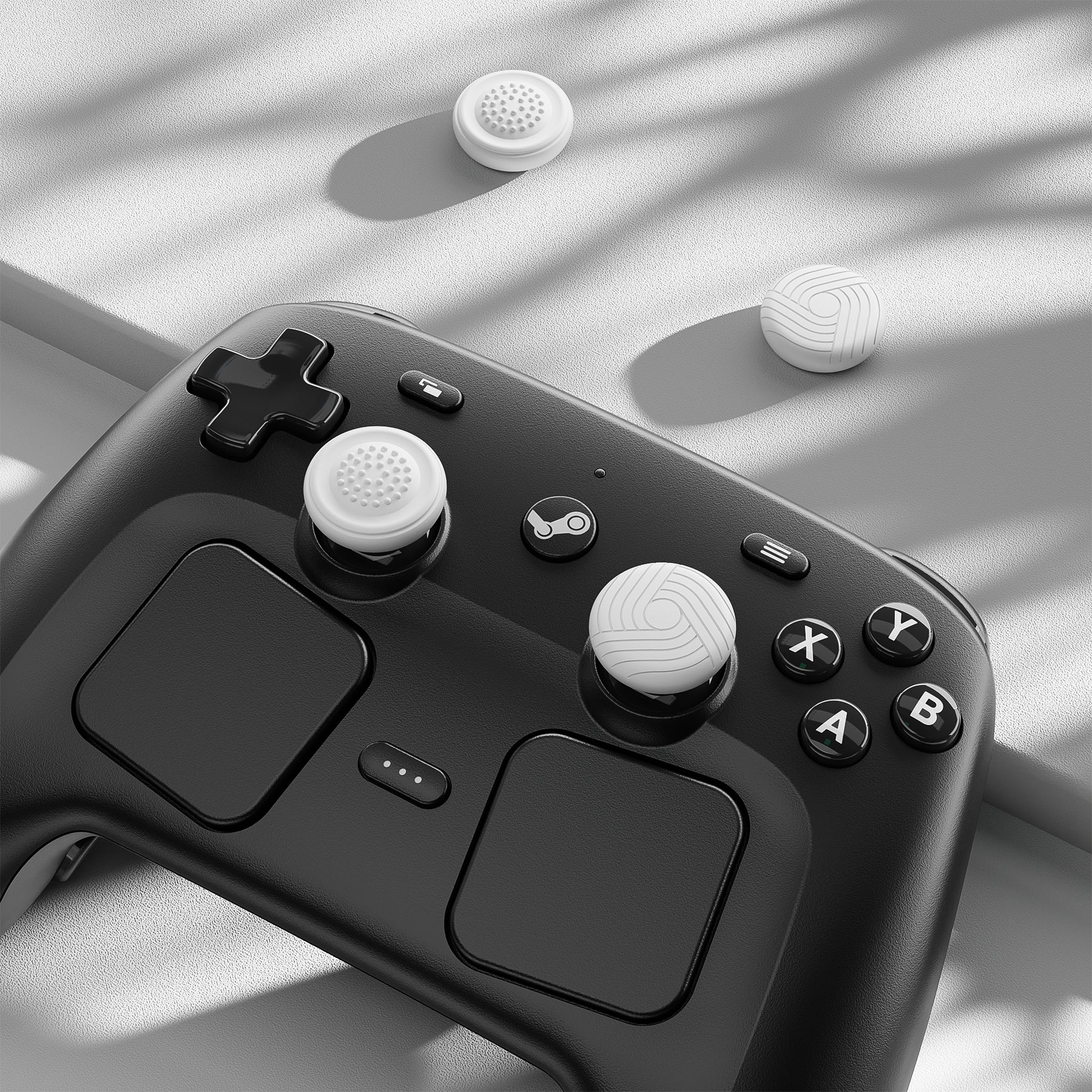 PlayVital Samurai & Guardian Edition 4-Pack Thumb Grips for Steam Controller 2 (2026), Anti-Slip Textured Grip Caps - White PlayVital