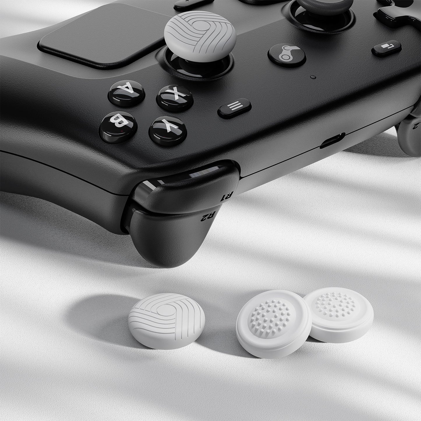 PlayVital Samurai & Guardian Edition 4-Pack Thumb Grips for Steam Controller 2 (2026), Anti-Slip Textured Grip Caps - White PlayVital