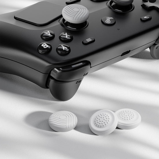 PlayVital Samurai & Guardian Edition 4-Pack Thumb Grips for Steam Controller 2 (2026), Anti-Slip Textured Grip Caps - White PlayVital