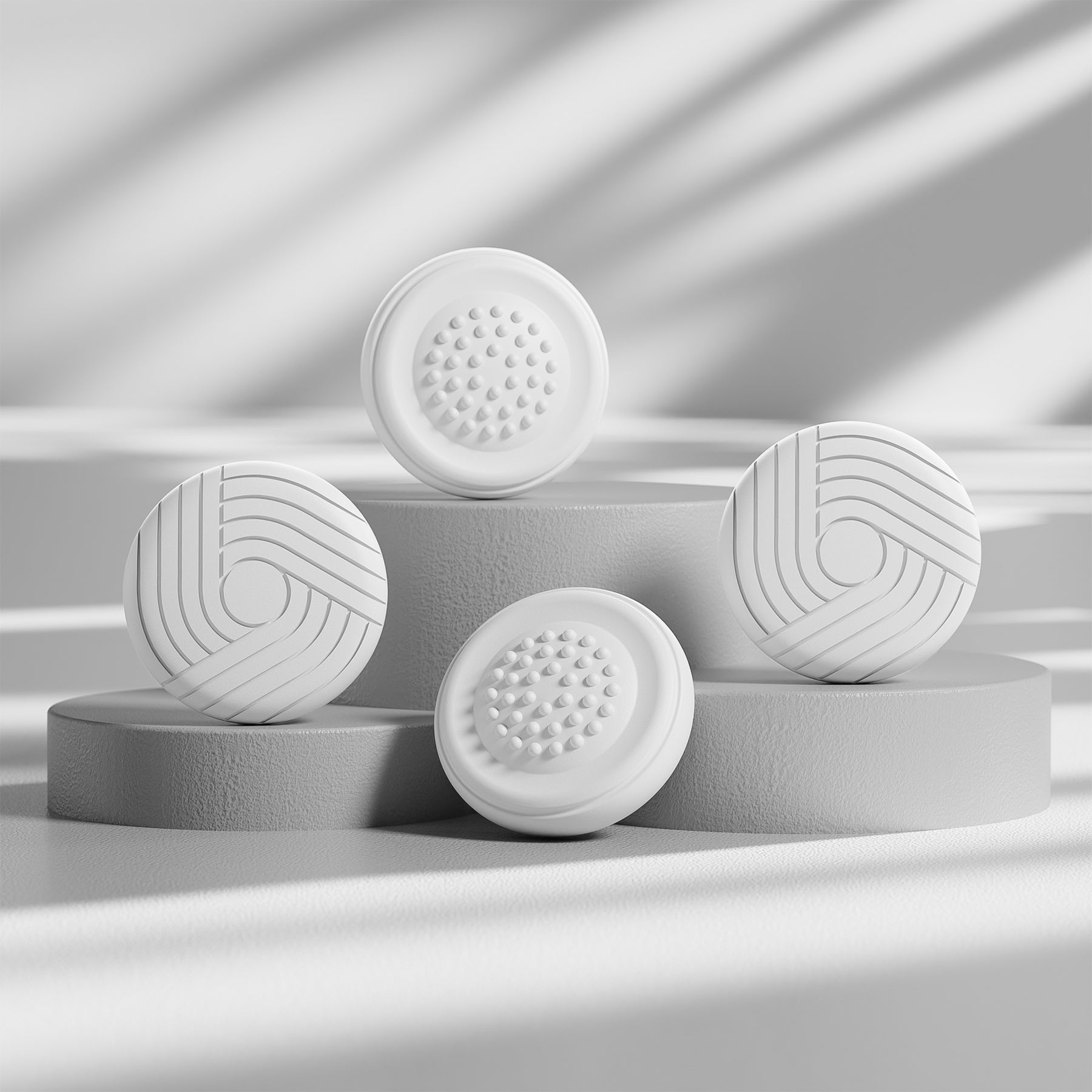 PlayVital Samurai & Guardian Edition 4-Pack Thumb Grips for Steam Controller 2 (2026), Anti-Slip Textured Grip Caps - White PlayVital