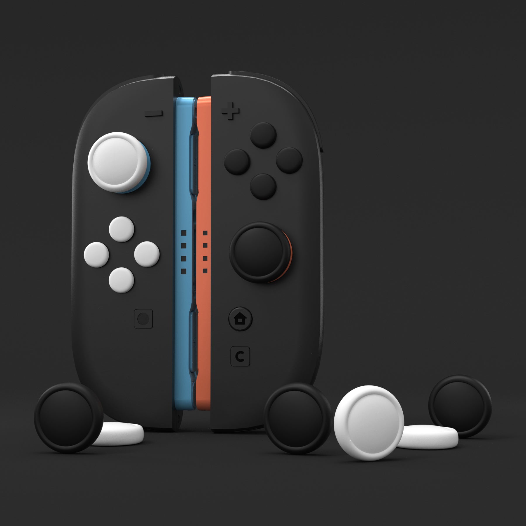 PlayVital Silicone Button Covers and Thumb Grip Set for Nintendo Switch 2 (2025), 8 Pcs Colorful ABXY Directional Button Caps & 4 Joystick Caps for Joycon 2 - Black & White PlayVital