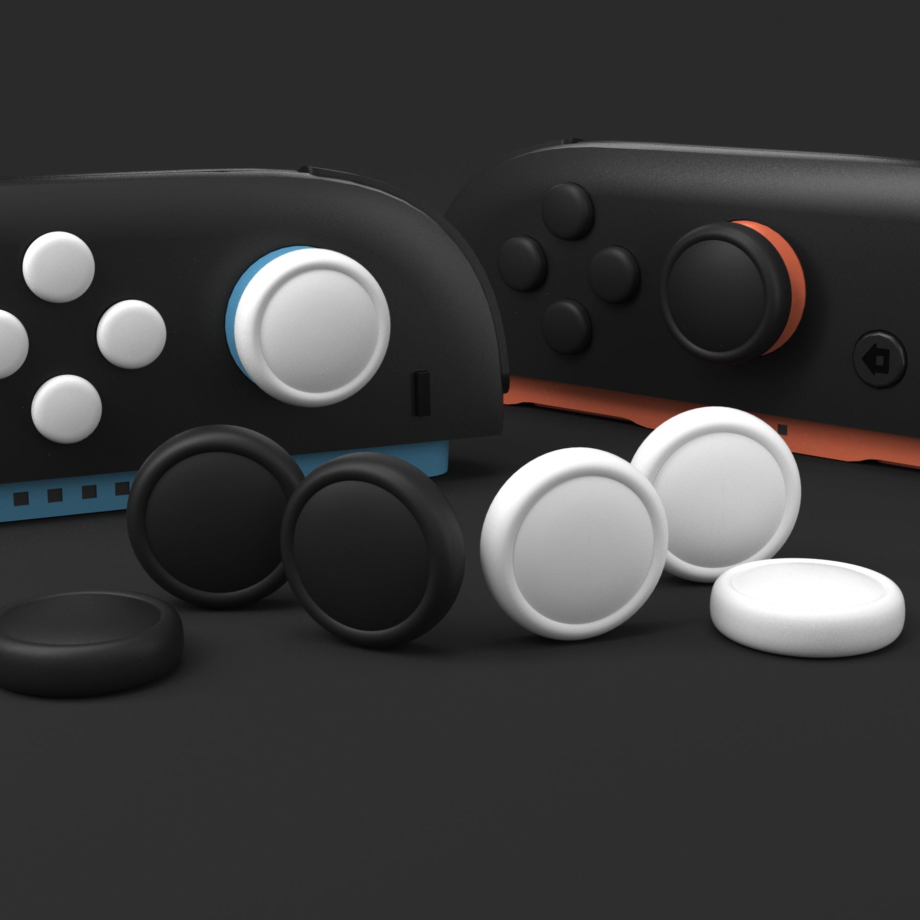 PlayVital Silicone Button Covers and Thumb Grip Set for Nintendo Switch 2 (2025), 8 Pcs Colorful ABXY Directional Button Caps & 4 Joystick Caps for Joycon 2 - Black & White PlayVital