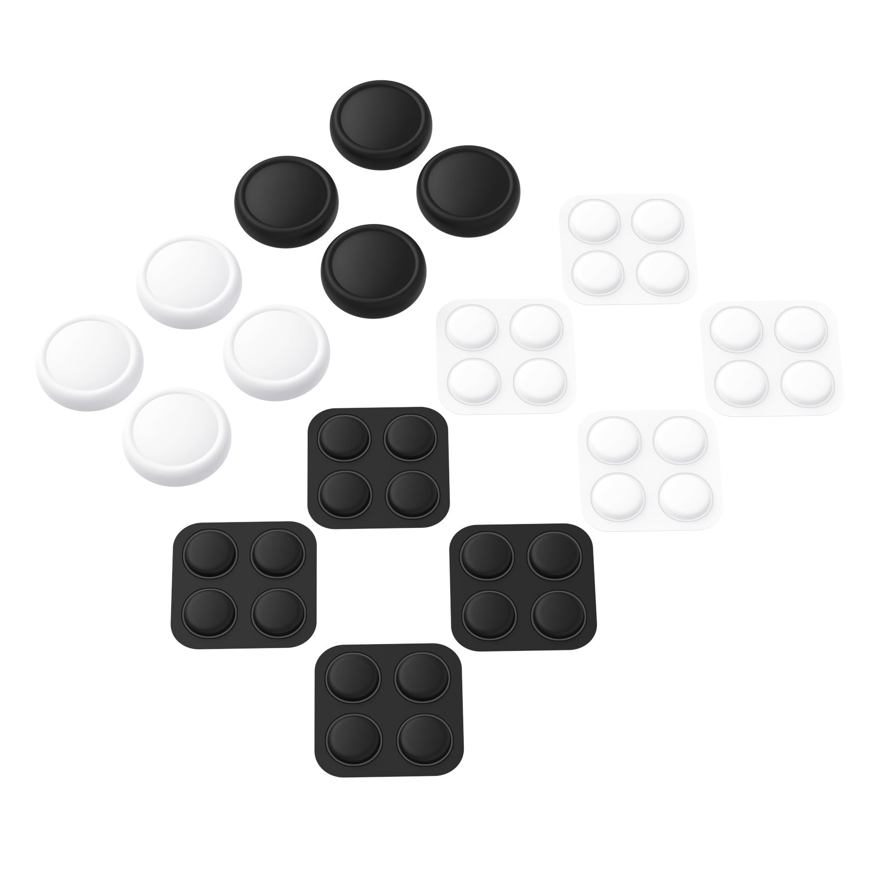 PlayVital Silicone Button Covers and Thumb Grip Set for Nintendo Switch 2 (2025), 8 Pcs Colorful ABXY Directional Button Caps & 4 Joystick Caps for Joycon 2 - Black & White PlayVital