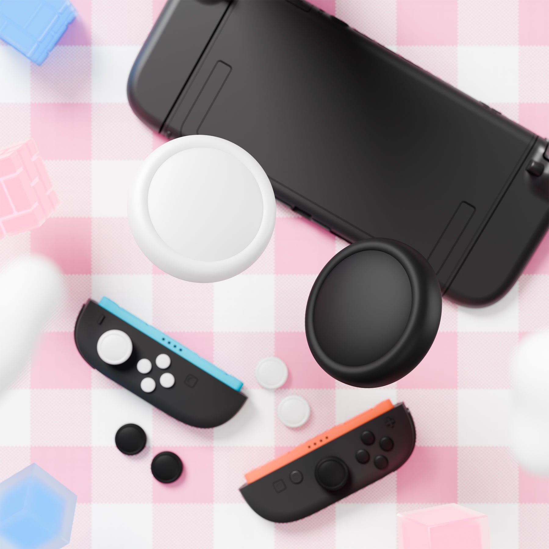 PlayVital Silicone Button Covers and Thumb Grip Set for Nintendo Switch 2 (2025), 8 Pcs Colorful ABXY Directional Button Caps & 4 Joystick Caps for Joycon 2 - Black & White PlayVital