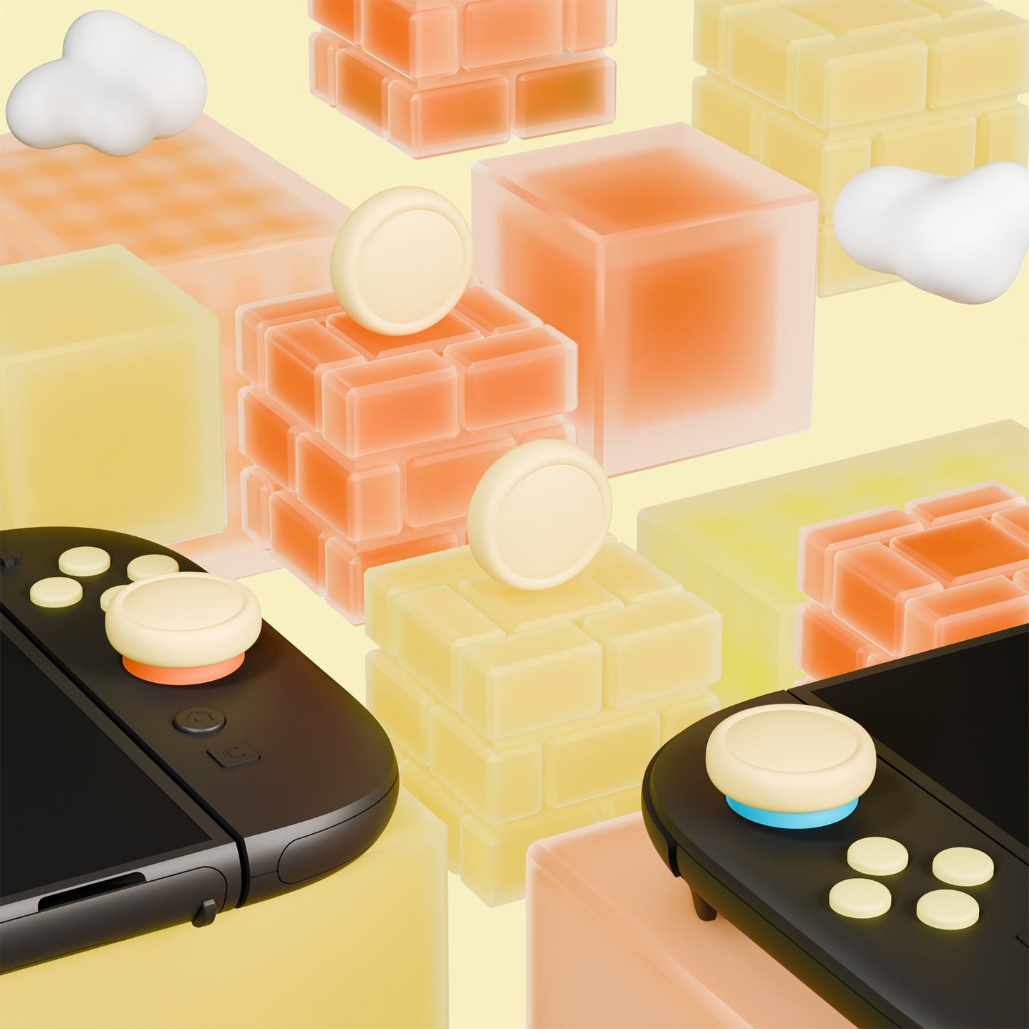 PlayVital Silicone Button Covers and Thumb Grip Set for Nintendo Switch 2 (2025), ABXY Directional Button Caps for Joycon 2 - Antique Yellow PlayVital