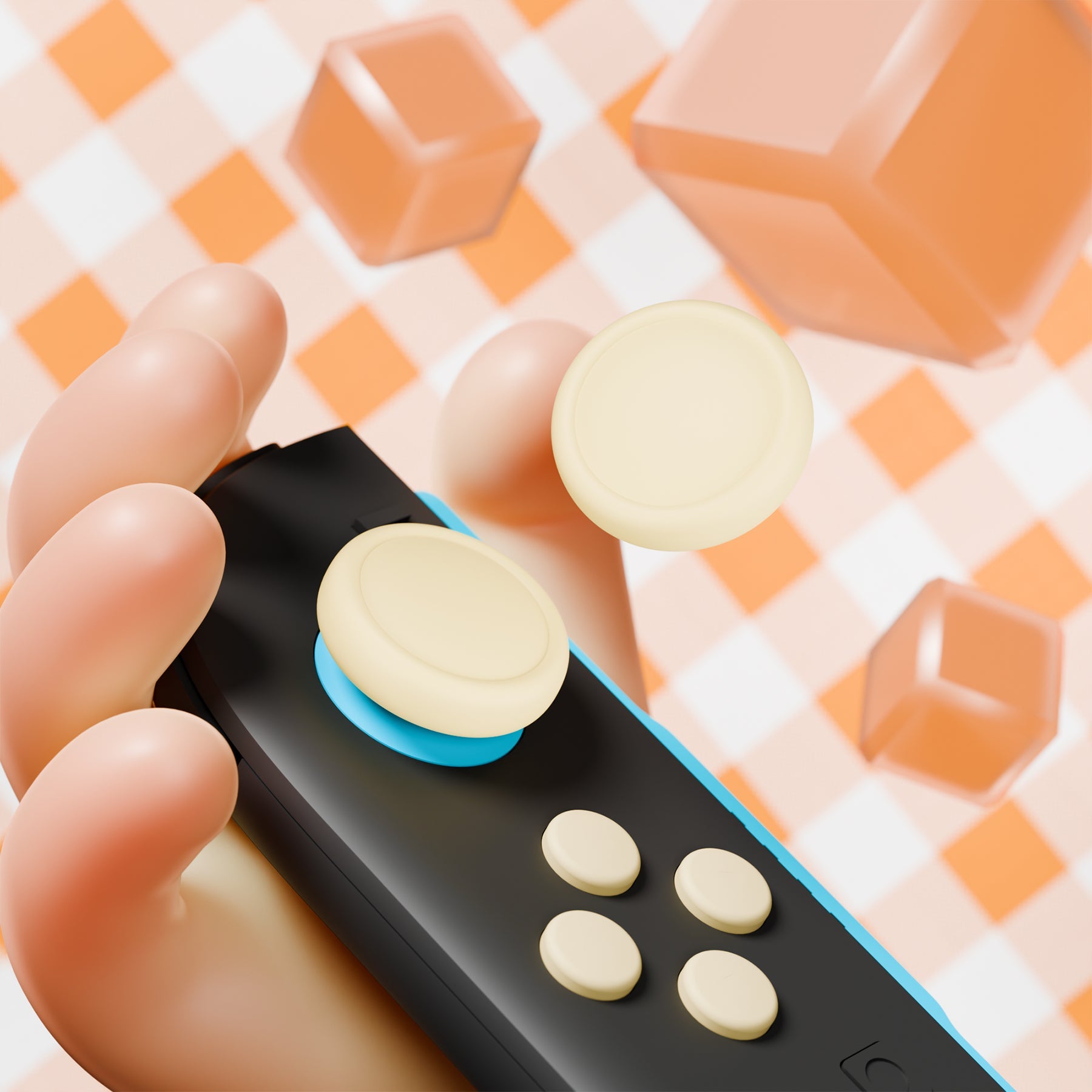 PlayVital Silicone Button Covers and Thumb Grip Set for Nintendo Switch 2 (2025), ABXY Directional Button Caps for Joycon 2 - Antique Yellow PlayVital
