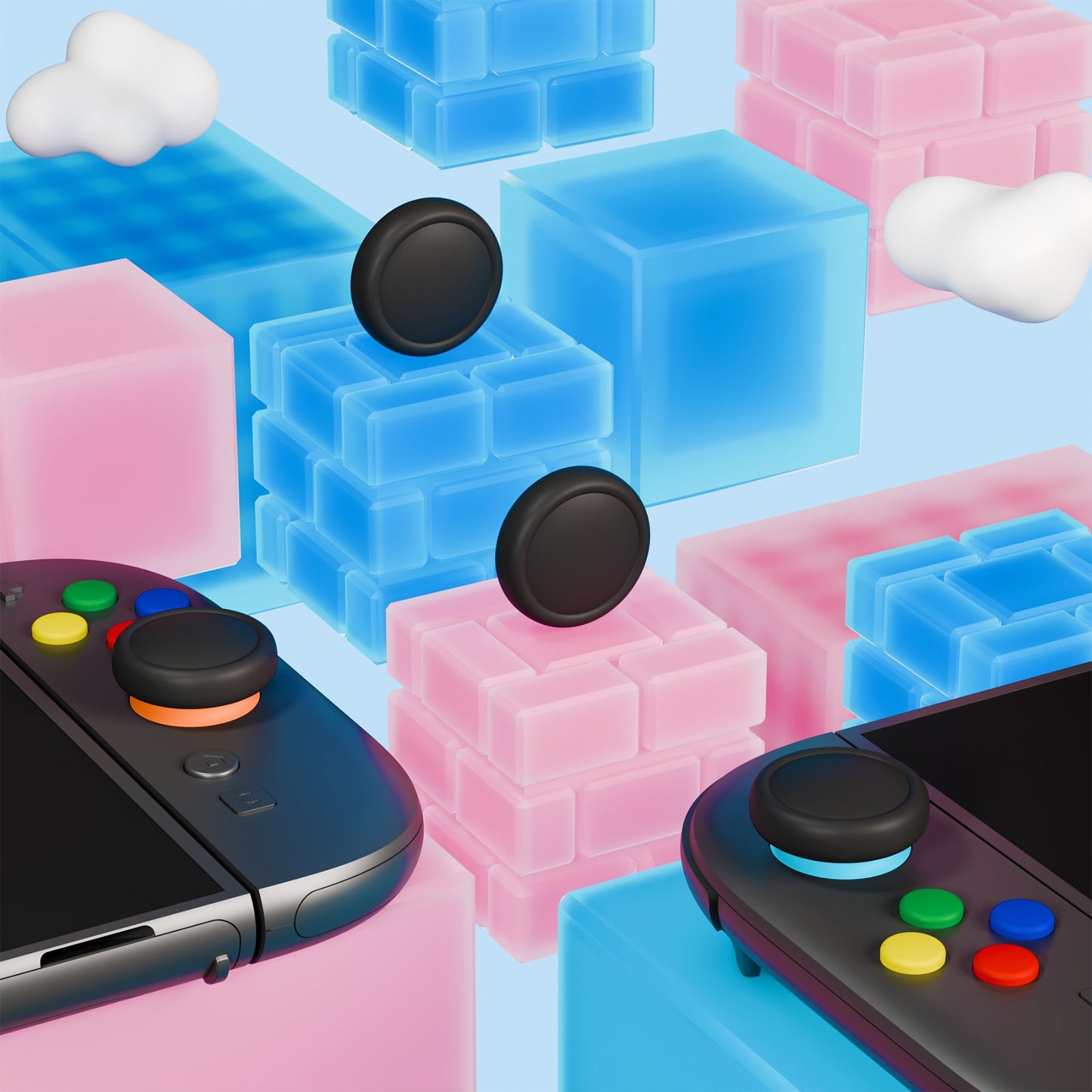 PlayVital Silicone Button Covers and Thumb Grip Set for Nintendo Switch 2 (2025), ABXY Directional Button Caps for Joycon 2 - Black PlayVital