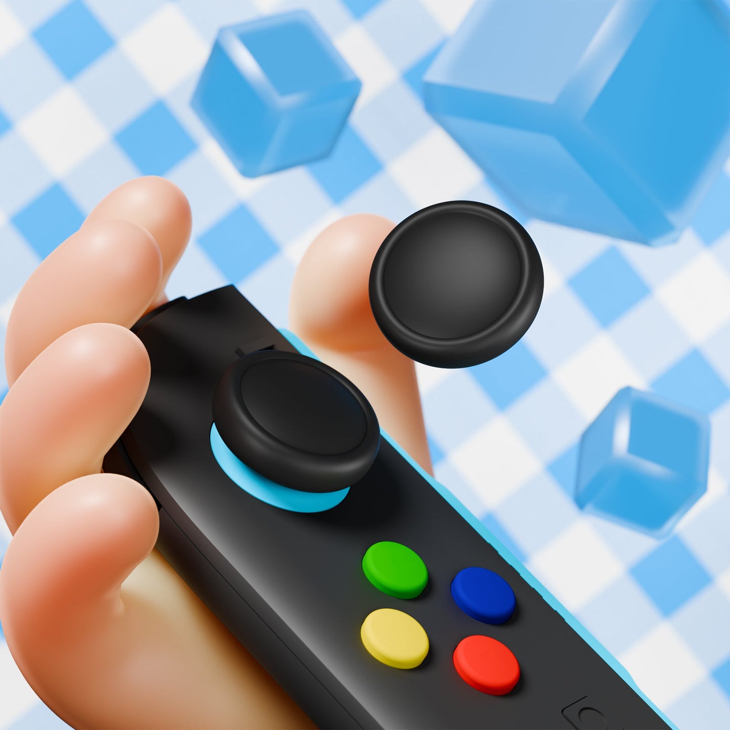 PlayVital Silicone Button Covers and Thumb Grip Set for Nintendo Switch 2 (2025), ABXY Directional Button Caps for Joycon 2 - Black PlayVital