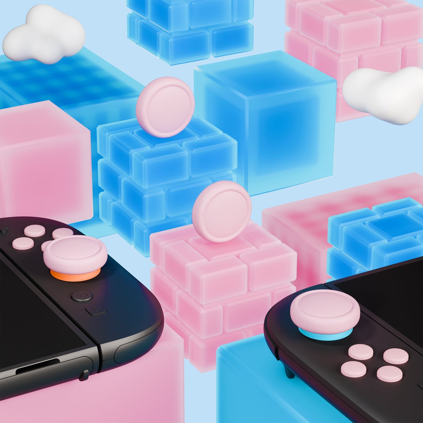 PlayVital Silicone Button Covers and Thumb Grip Set for Nintendo Switch 2 (2025), ABXY Directional Button Caps for Joycon 2 - Pink PlayVital