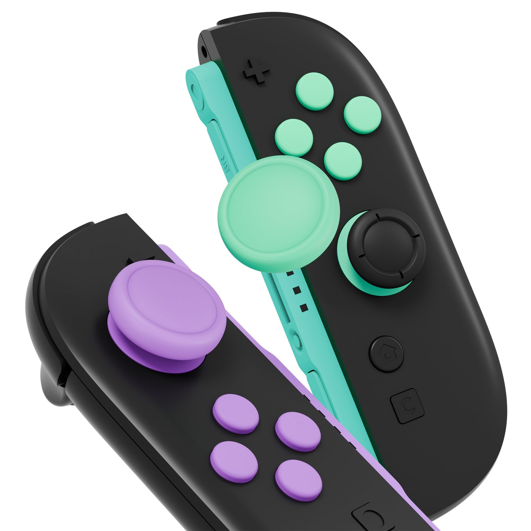 PlayVital Silicone Button Covers and Thumb Grip Set for Nintendo Switch 2 (2025), ABXY Directional Button Caps for Joycon 2 - Soft Violet & Mint Green PlayVital