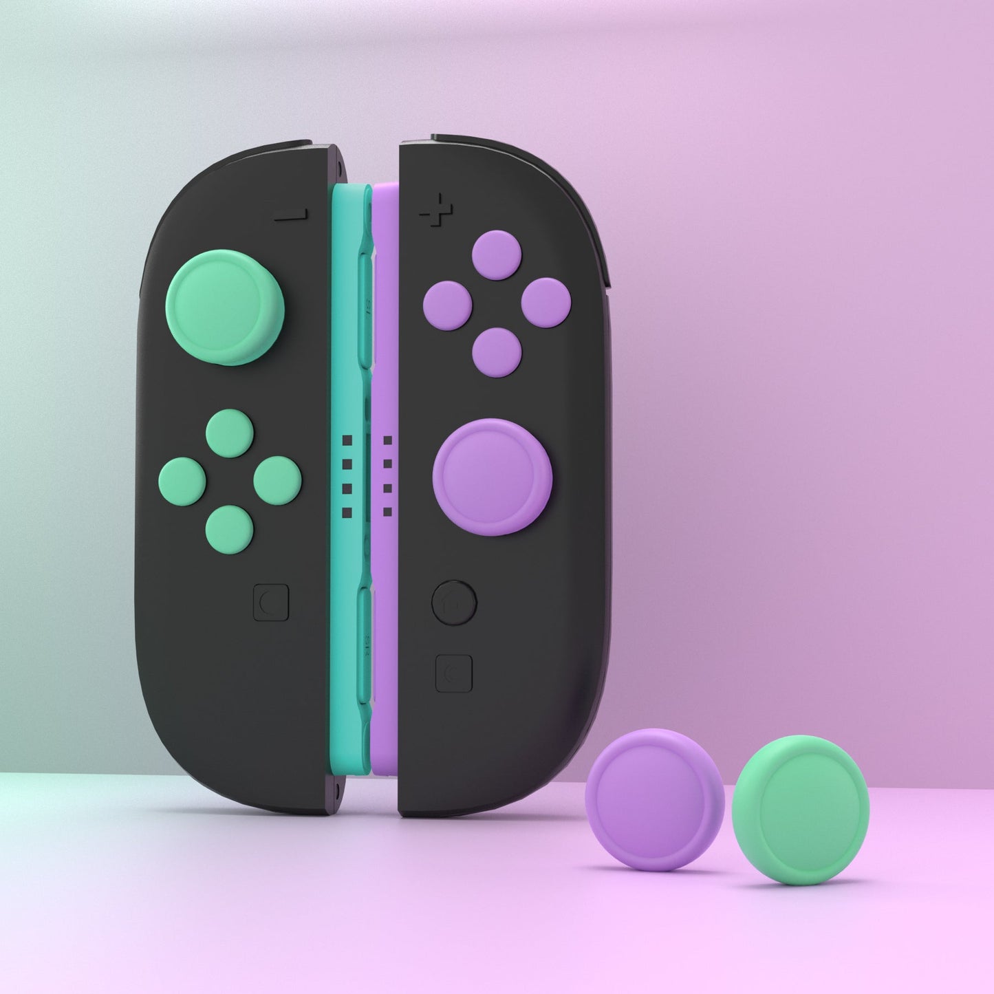 PlayVital Silicone Button Covers and Thumb Grip Set for Nintendo Switch 2 (2025), ABXY Directional Button Caps for Joycon 2 - Soft Violet & Mint Green PlayVital