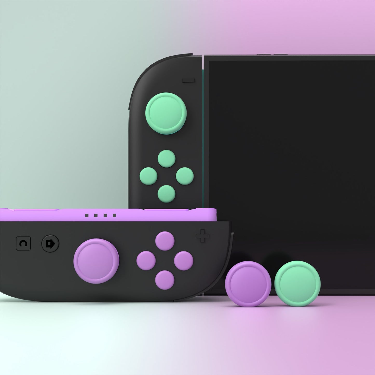 PlayVital Silicone Button Covers and Thumb Grip Set for Nintendo Switch 2 (2025), ABXY Directional Button Caps for Joycon 2 - Soft Violet & Mint Green PlayVital
