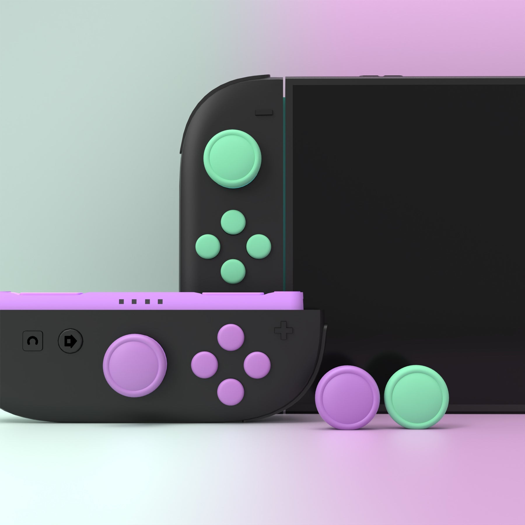 PlayVital Silicone Button Covers and Thumb Grip Set for Nintendo Switch 2 (2025), ABXY Directional Button Caps for Joycon 2 - Soft Violet & Mint Green PlayVital