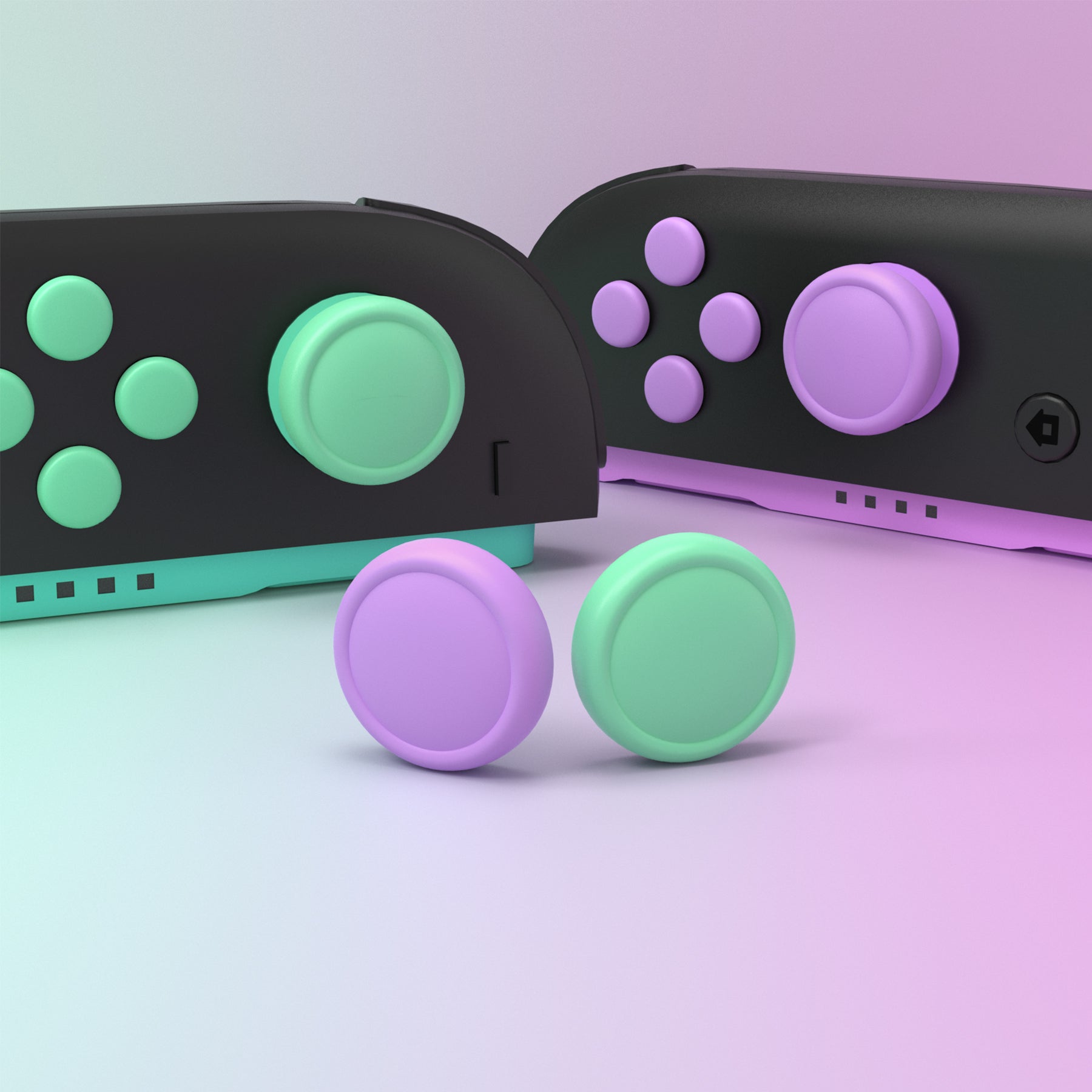 PlayVital Silicone Button Covers and Thumb Grip Set for Nintendo Switch 2 (2025), ABXY Directional Button Caps for Joycon 2 - Soft Violet & Mint Green PlayVital