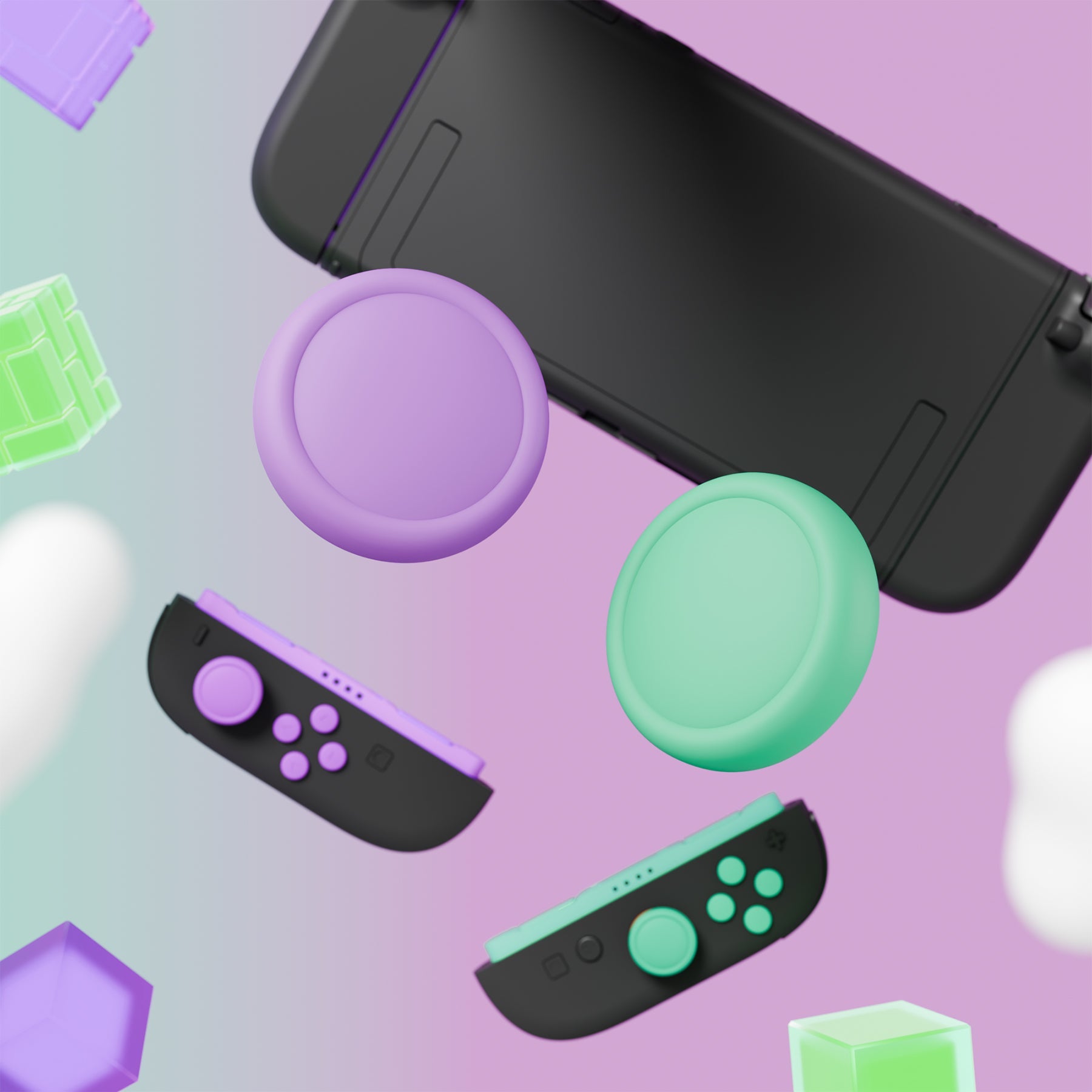 PlayVital Silicone Button Covers and Thumb Grip Set for Nintendo Switch 2 (2025), ABXY Directional Button Caps for Joycon 2 - Soft Violet & Mint Green PlayVital