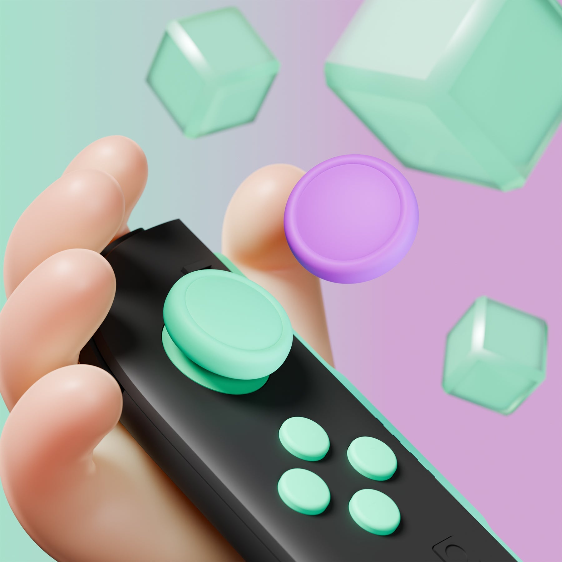 PlayVital Silicone Button Covers and Thumb Grip Set for Nintendo Switch 2 (2025), ABXY Directional Button Caps for Joycon 2 - Soft Violet & Mint Green PlayVital