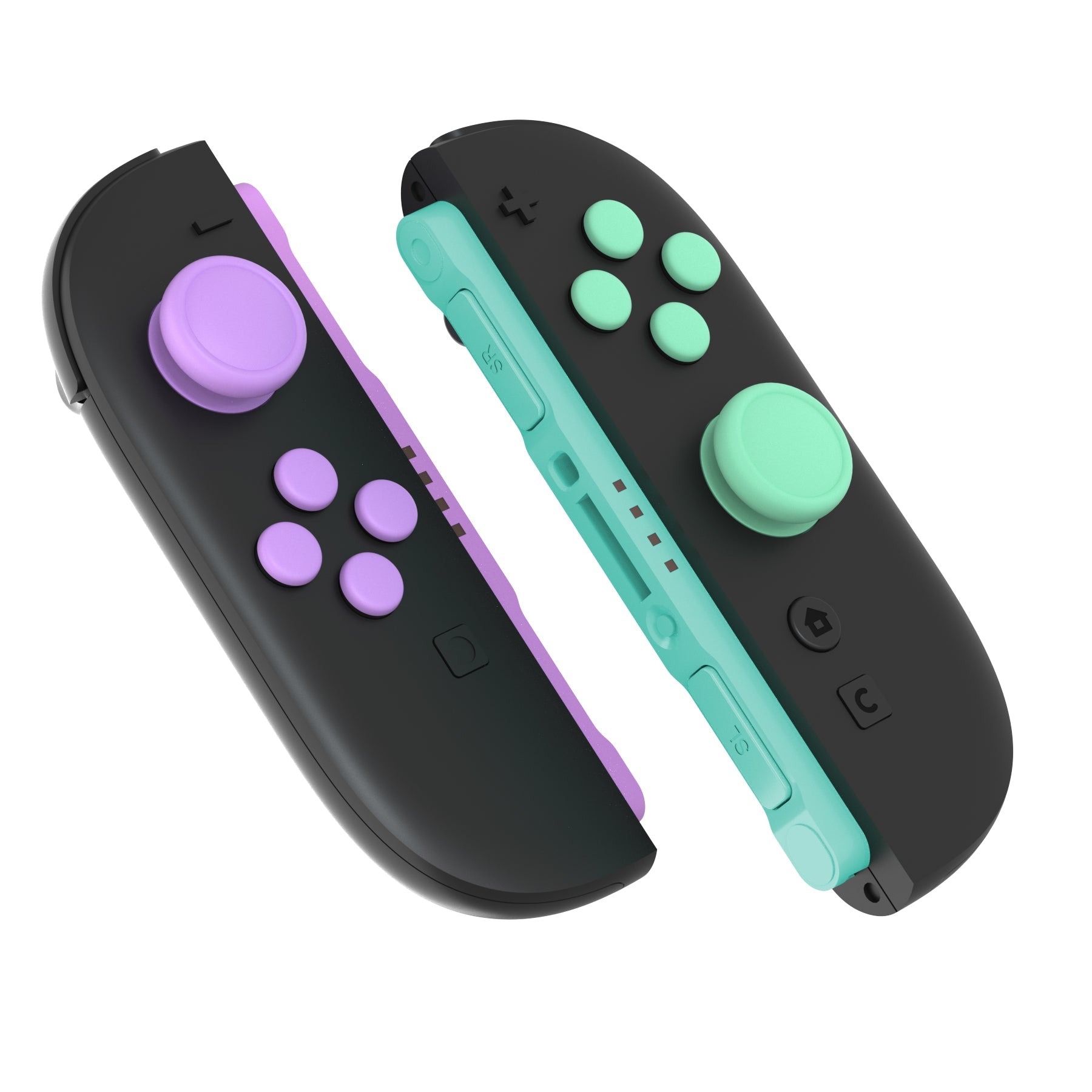 PlayVital Silicone Button Covers and Thumb Grip Set for Nintendo Switch 2 (2025), ABXY Directional Button Caps for Joycon 2 - Soft Violet & Mint Green PlayVital