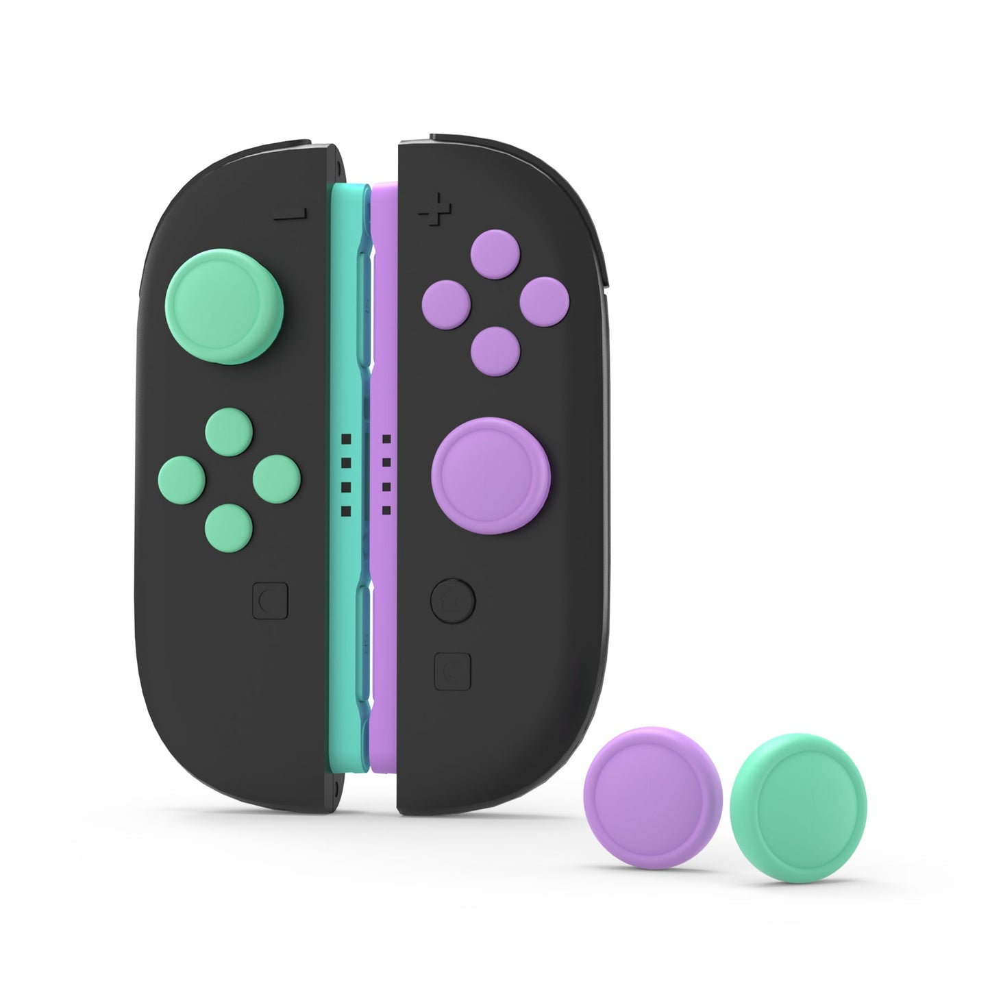 PlayVital Silicone Button Covers and Thumb Grip Set for Nintendo Switch 2 (2025), ABXY Directional Button Caps for Joycon 2 - Soft Violet & Mint Green PlayVital
