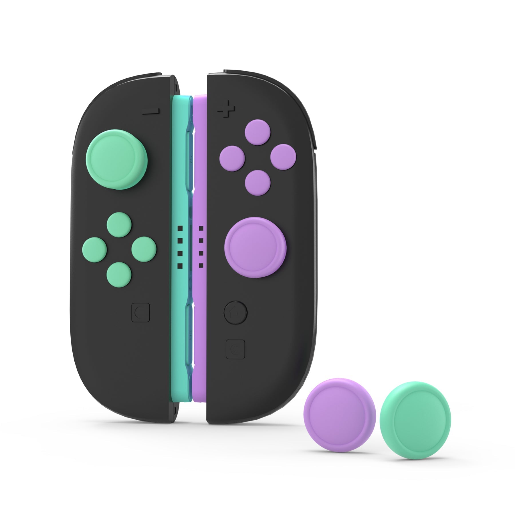 PlayVital Silicone Button Covers and Thumb Grip Set for Nintendo Switch 2 (2025), ABXY Directional Button Caps for Joycon 2 - Soft Violet & Mint Green PlayVital