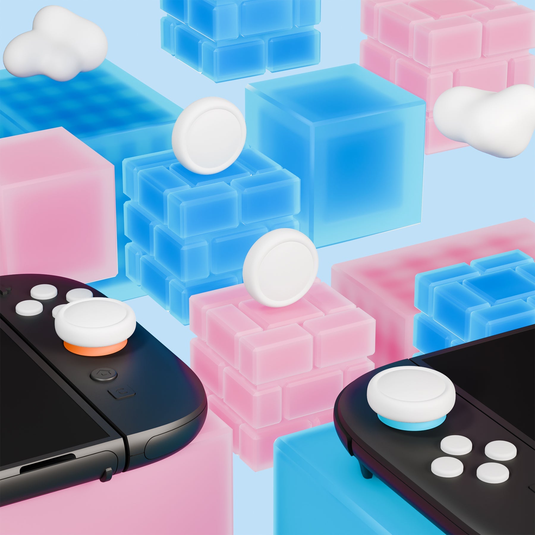PlayVital Silicone Button Covers and Thumb Grip Set for Nintendo Switch 2 (2025), ABXY Directional Button Caps for Joycon 2 - White PlayVital