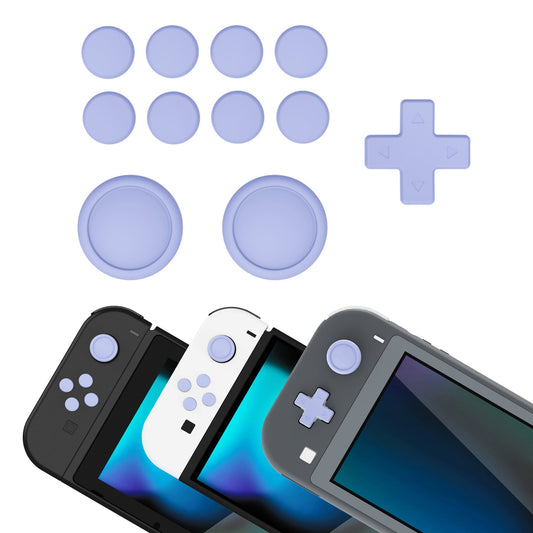 PlayVital Silicone Button Covers and Thumb Grip Set for Nintendo Switch & Switch OLED & Switch Lite ABXY Directional Key Button Caps with Switch Lite D-Pad Button Cap - Light Violet PlayVital