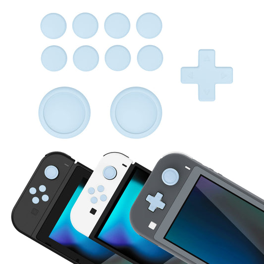 PlayVital Silicone Button Covers and Thumb Grip Set for Nintendo Switch & Switch OLED & Switch Lite ABXY Directional Key Button Caps with Switch Lite D-Pad Button Cap - Sky Blue PlayVital