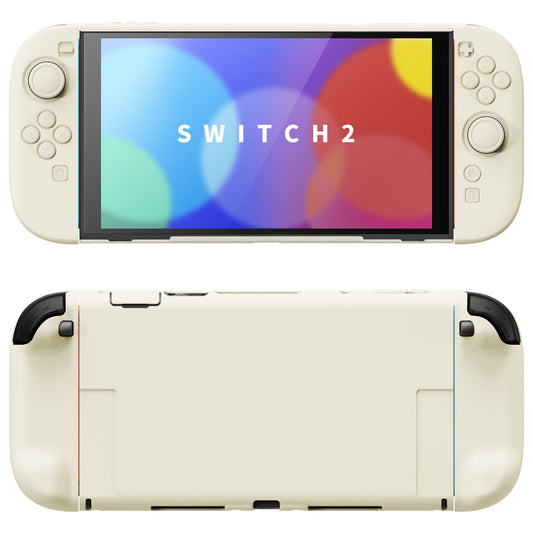 PlayVital Solid Color Series Hard Shell Protective Case with Foldable Stand & Thumb Grips for Nintendo Switch 2 - Antique Yellow PlayVital