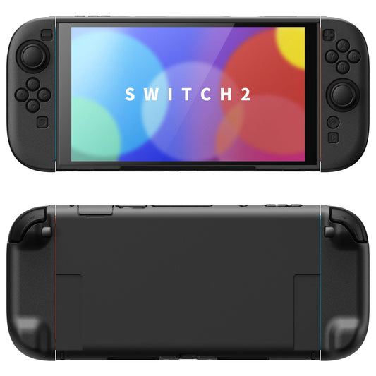 PlayVital Solid Color Series Hard Shell Protective Case with Foldable Stand & Thumb Grips for Nintendo Switch 2 - Black PlayVital