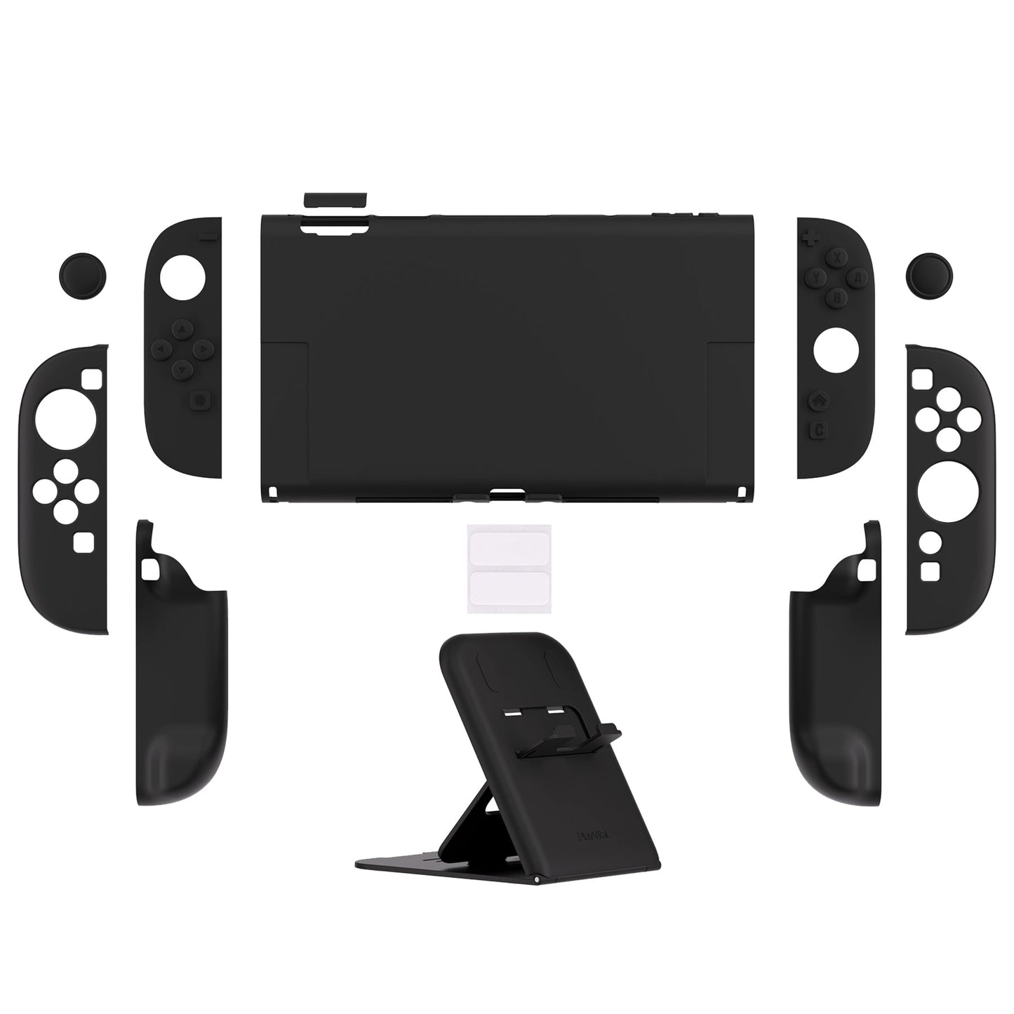 PlayVital Solid Color Series Hard Shell Protective Case with Foldable Stand & Thumb Grips for Nintendo Switch 2 - Black PlayVital