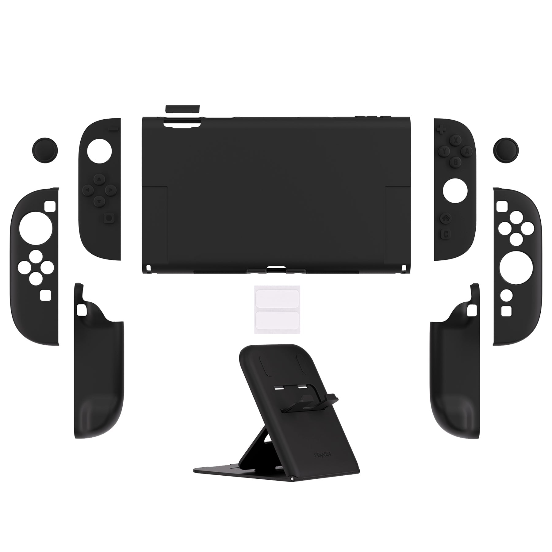 PlayVital Solid Color Series Hard Shell Protective Case with Foldable Stand & Thumb Grips for Nintendo Switch 2 - Black PlayVital