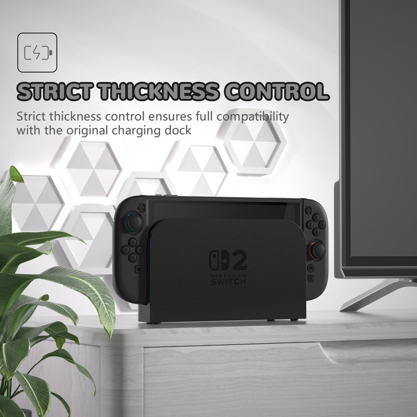 PlayVital Solid Color Series Hard Shell Protective Case with Foldable Stand & Thumb Grips for Nintendo Switch 2 - Black PlayVital