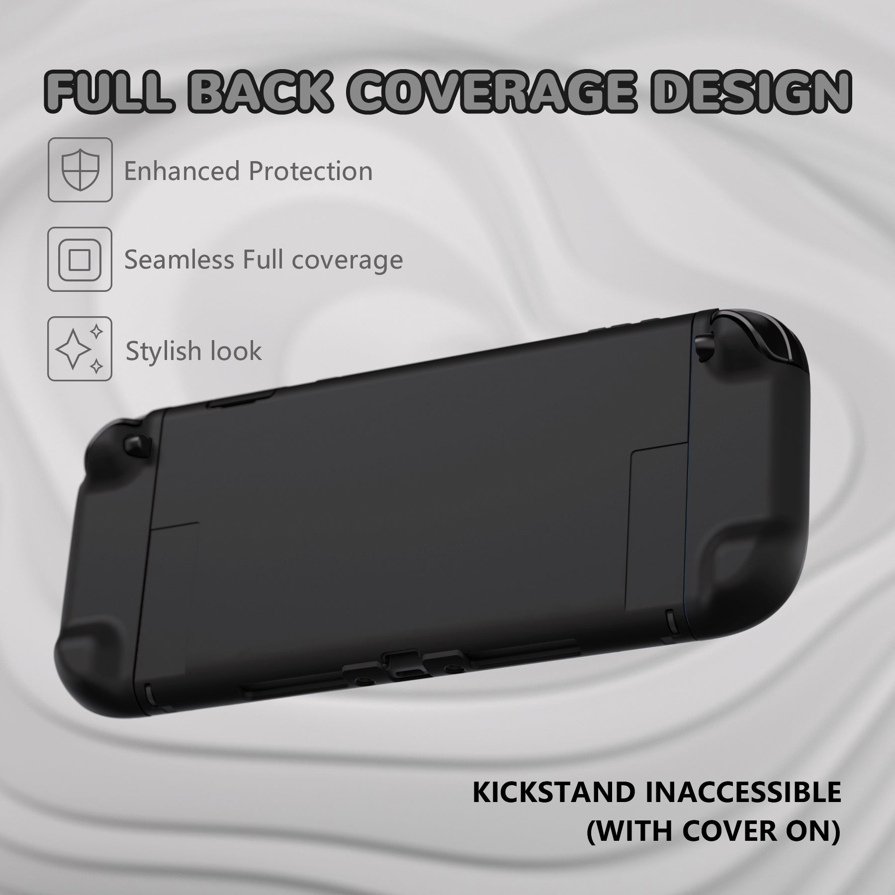 PlayVital Solid Color Series Hard Shell Protective Case with Foldable Stand & Thumb Grips for Nintendo Switch 2 - Black PlayVital