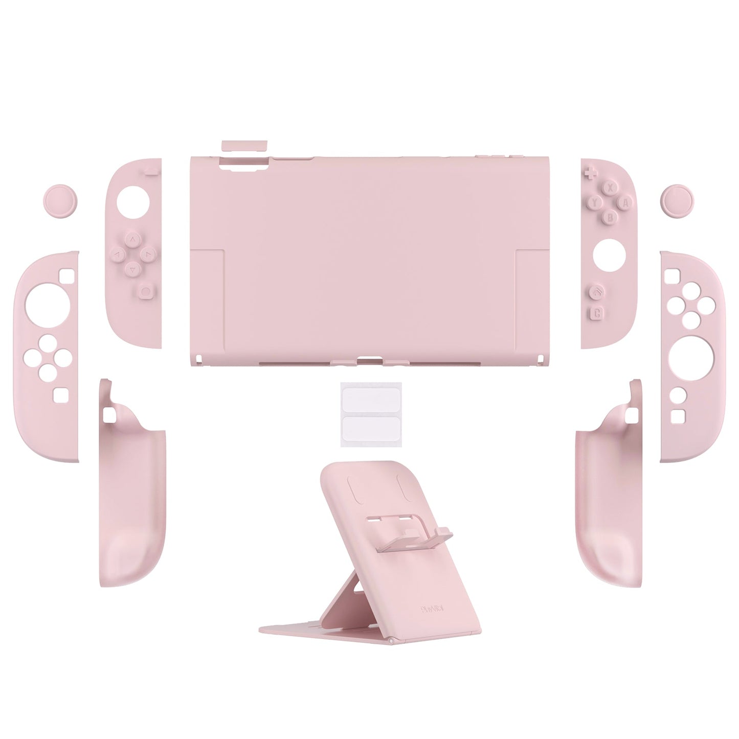 PlayVital Solid Color Series Hard Shell Protective Case with Foldable Stand & Thumb Grips for Nintendo Switch 2 - Cherry Blossoms Pink PlayVital