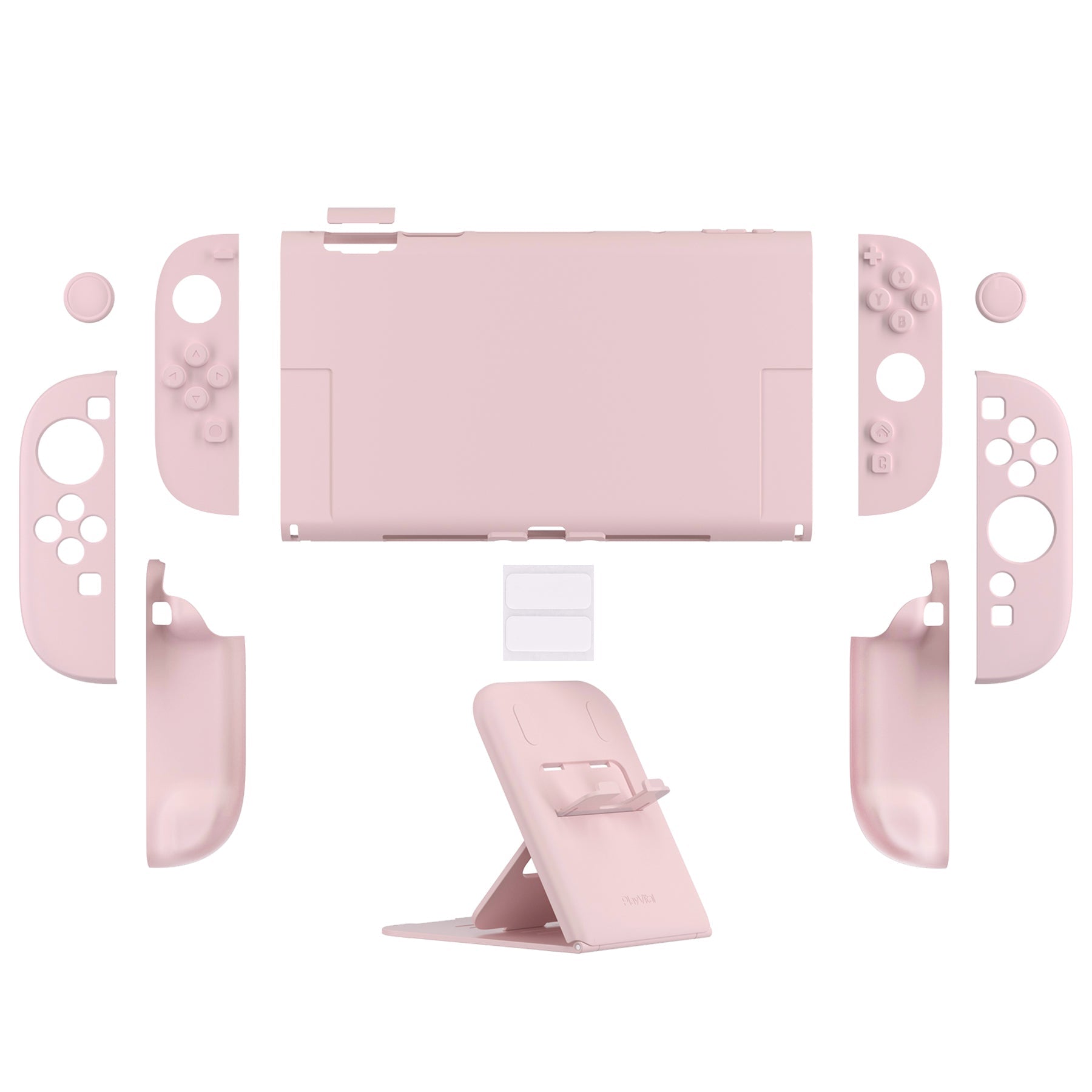 PlayVital Solid Color Series Hard Shell Protective Case with Foldable Stand & Thumb Grips for Nintendo Switch 2 - Cherry Blossoms Pink PlayVital