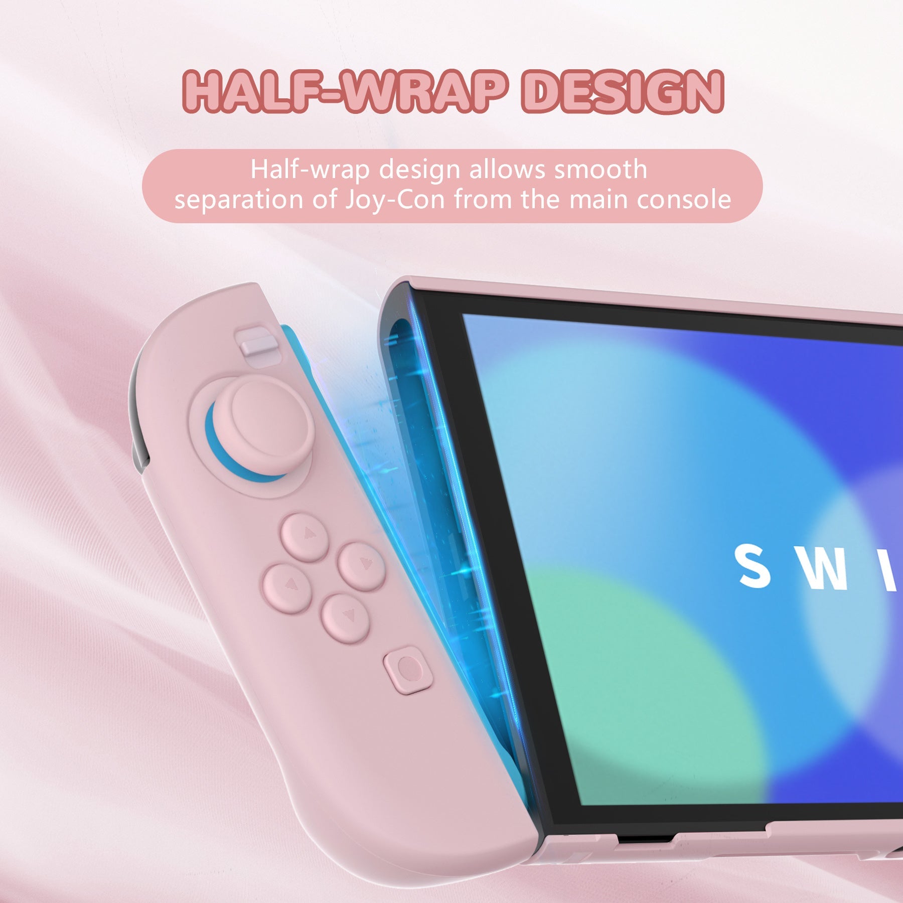 PlayVital Solid Color Series Hard Shell Protective Case with Foldable Stand & Thumb Grips for Nintendo Switch 2 - Cherry Blossoms Pink PlayVital